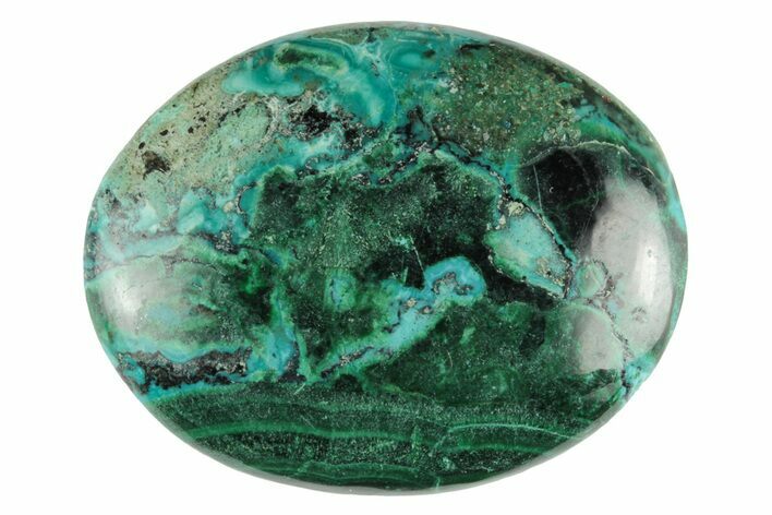 Polished, Chrysocolla and Malachite Oval Cabochon #250820